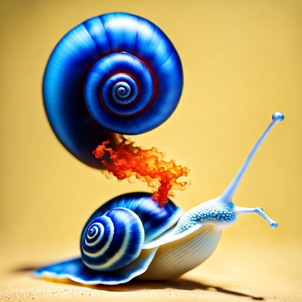 Blue Fire Snail in Lifelike Photo