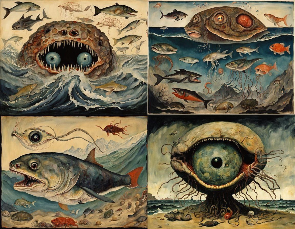 Surreal Oceanic Storm Hybrid in Japanese Art