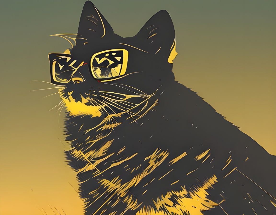 Cool Cat in Fog: Graffiti Art Style