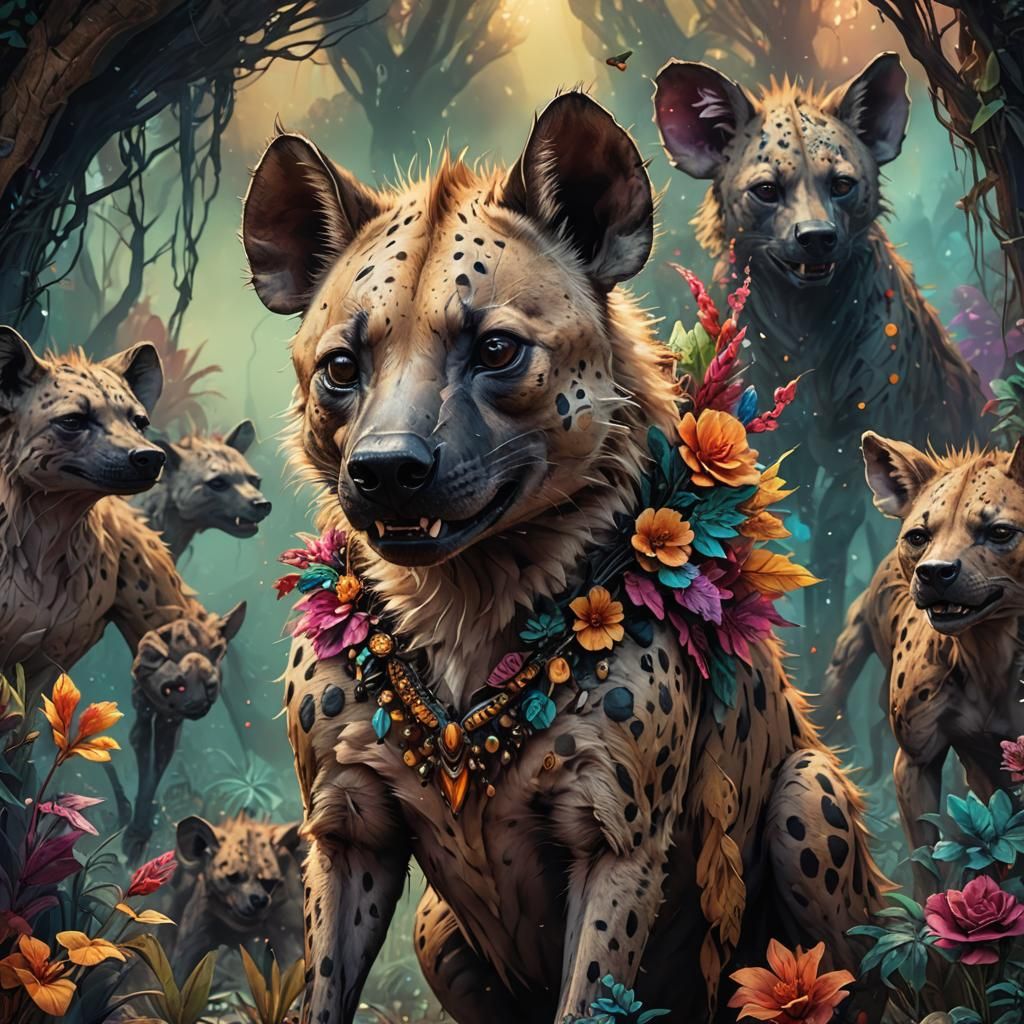 Anthropomorphic Hyena in Madagascar, Alcohol Ink Art