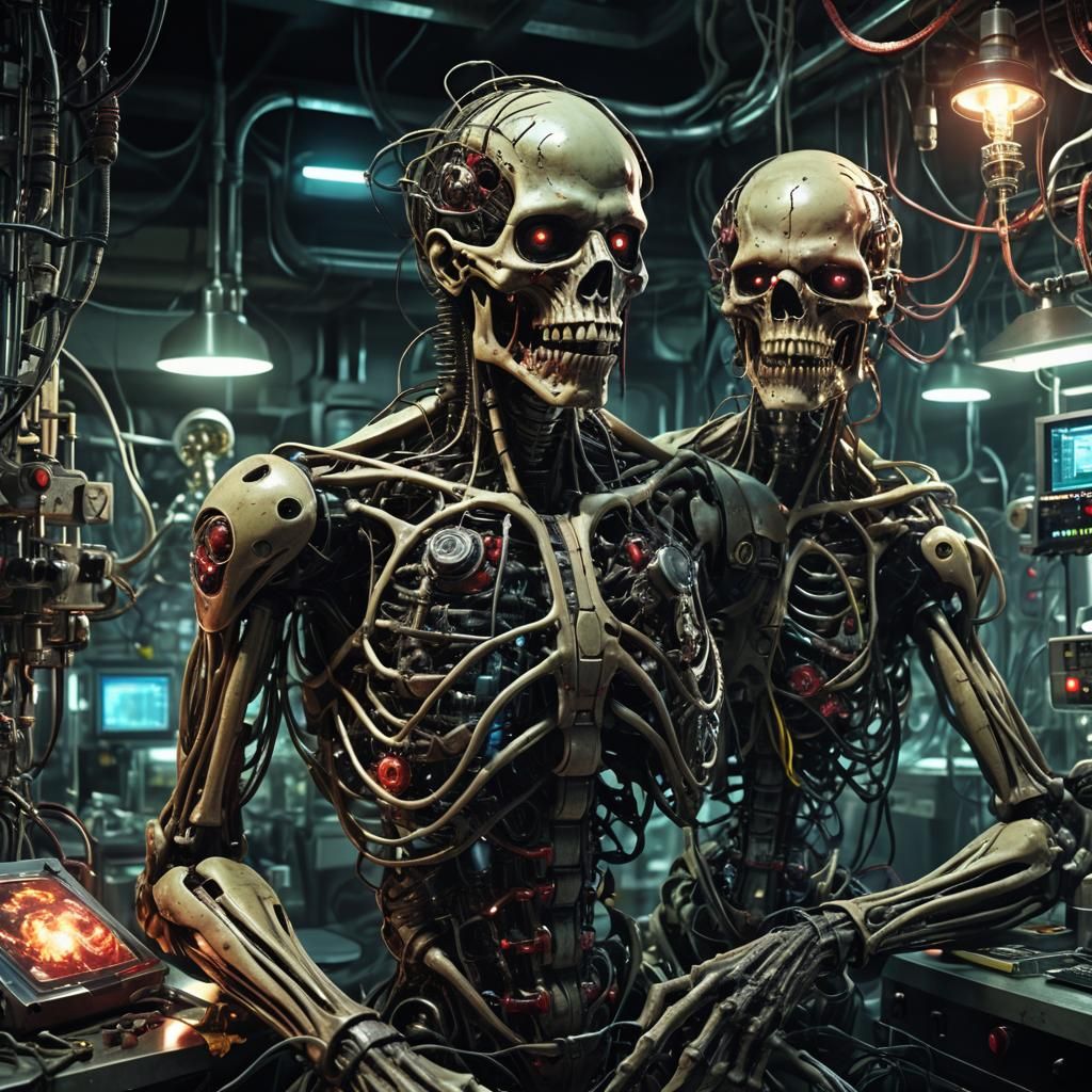 Bio-Mechanical Horror in Cyberpunk Style