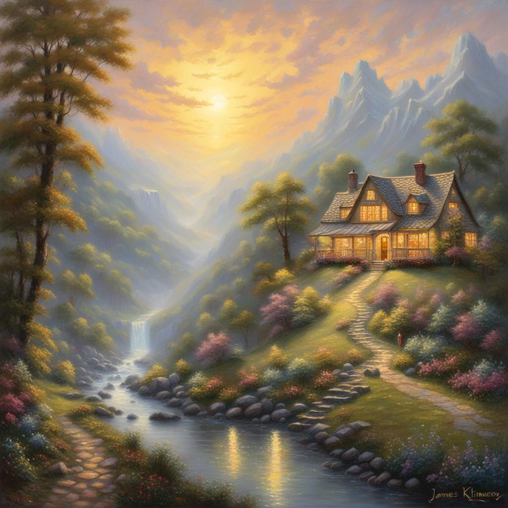 Ethereal Sunshine Fantasy in Oil Painting Style