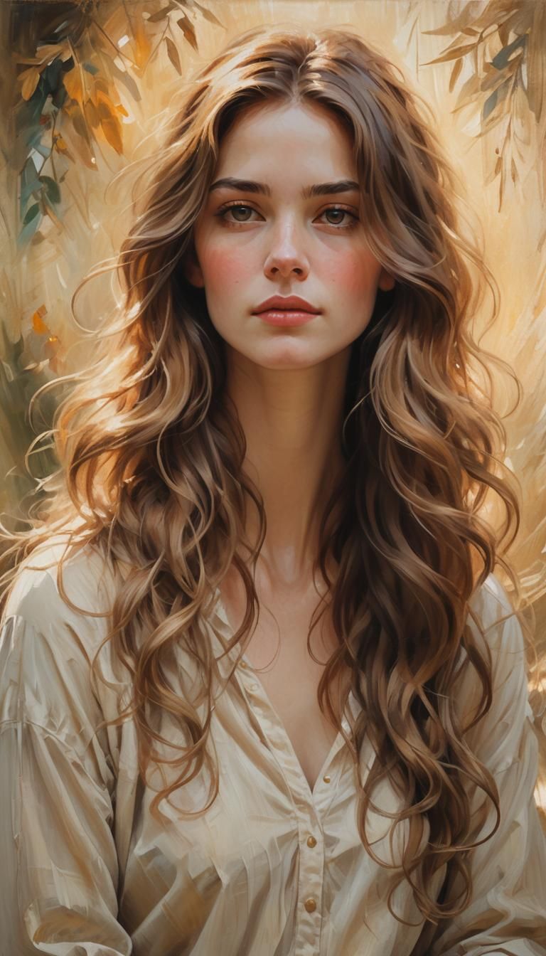 Dreamy Portrait of a Woman in Impressionist Style