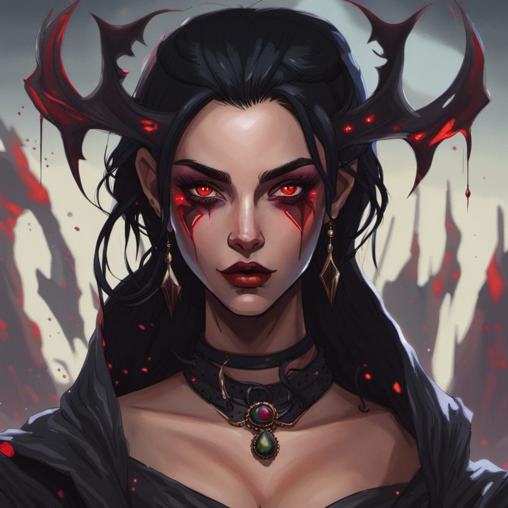 Drider Woman with Red Eyes in Splash Art
