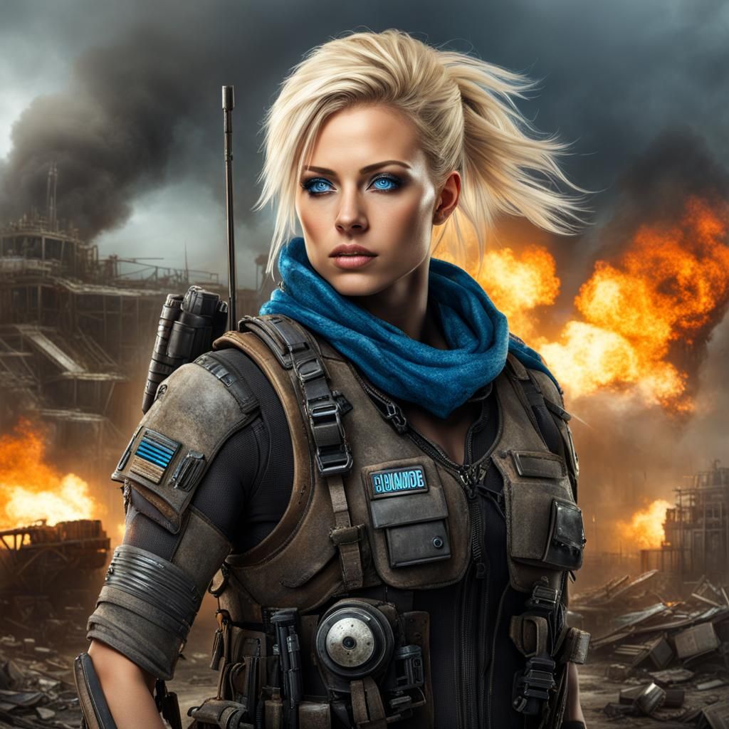 Post-Apocalyptic Sci-Fi Commander with Blonde Hair