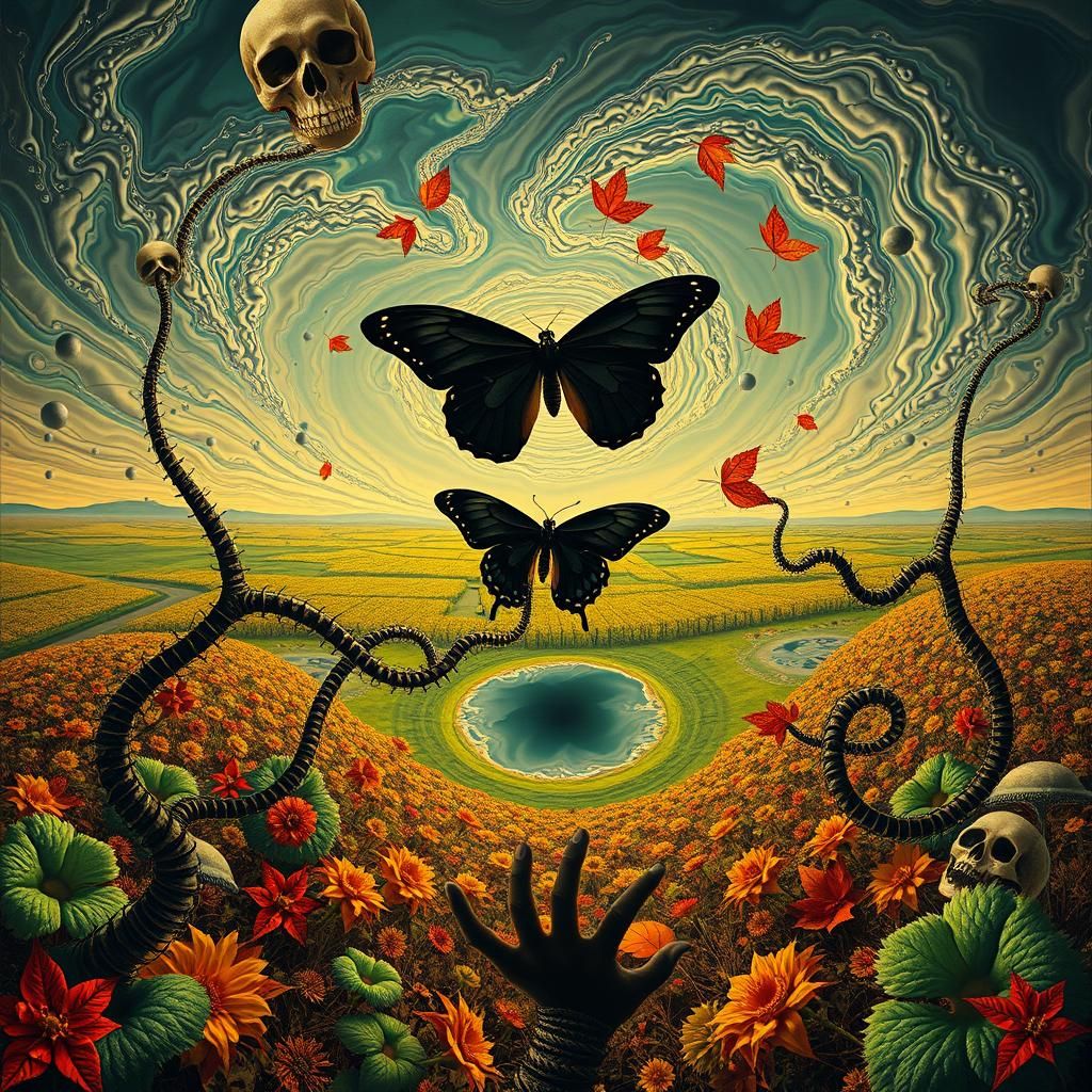 Surreal Landscape with Elastic Flora in Dali Style