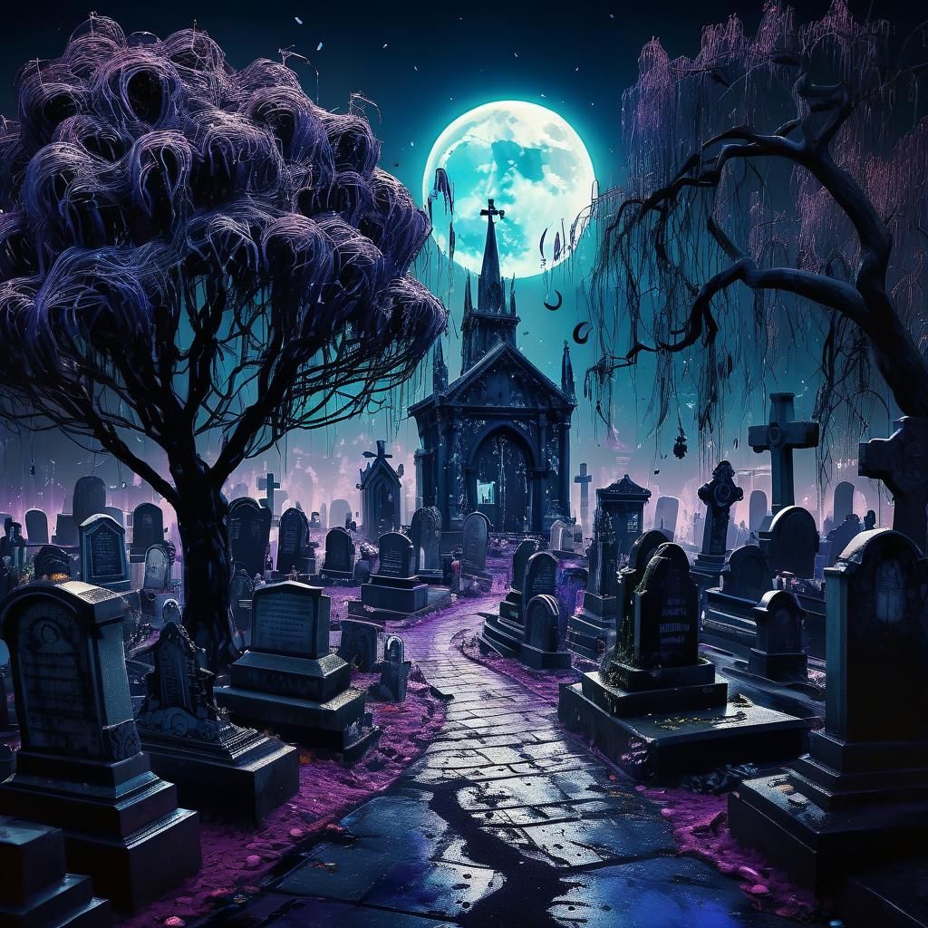 Ghastly Gothic Graveyard with Eerie Crypt