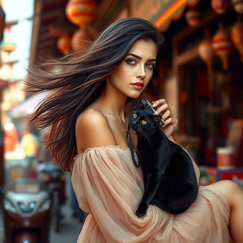 Ukrainian Model in Kathmandu Marketplace, Vintage Style