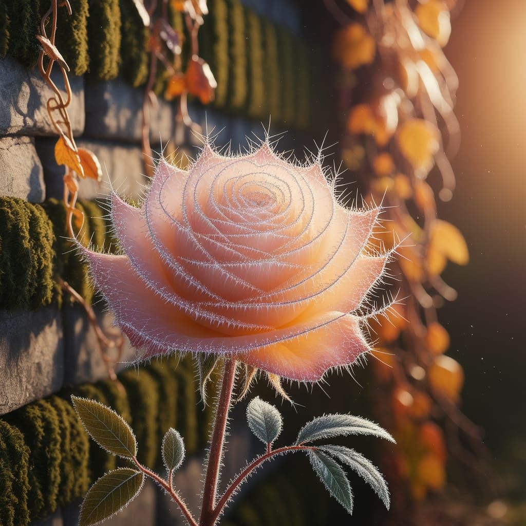 Delicate Spider Silk Rose in Golden Morning Light