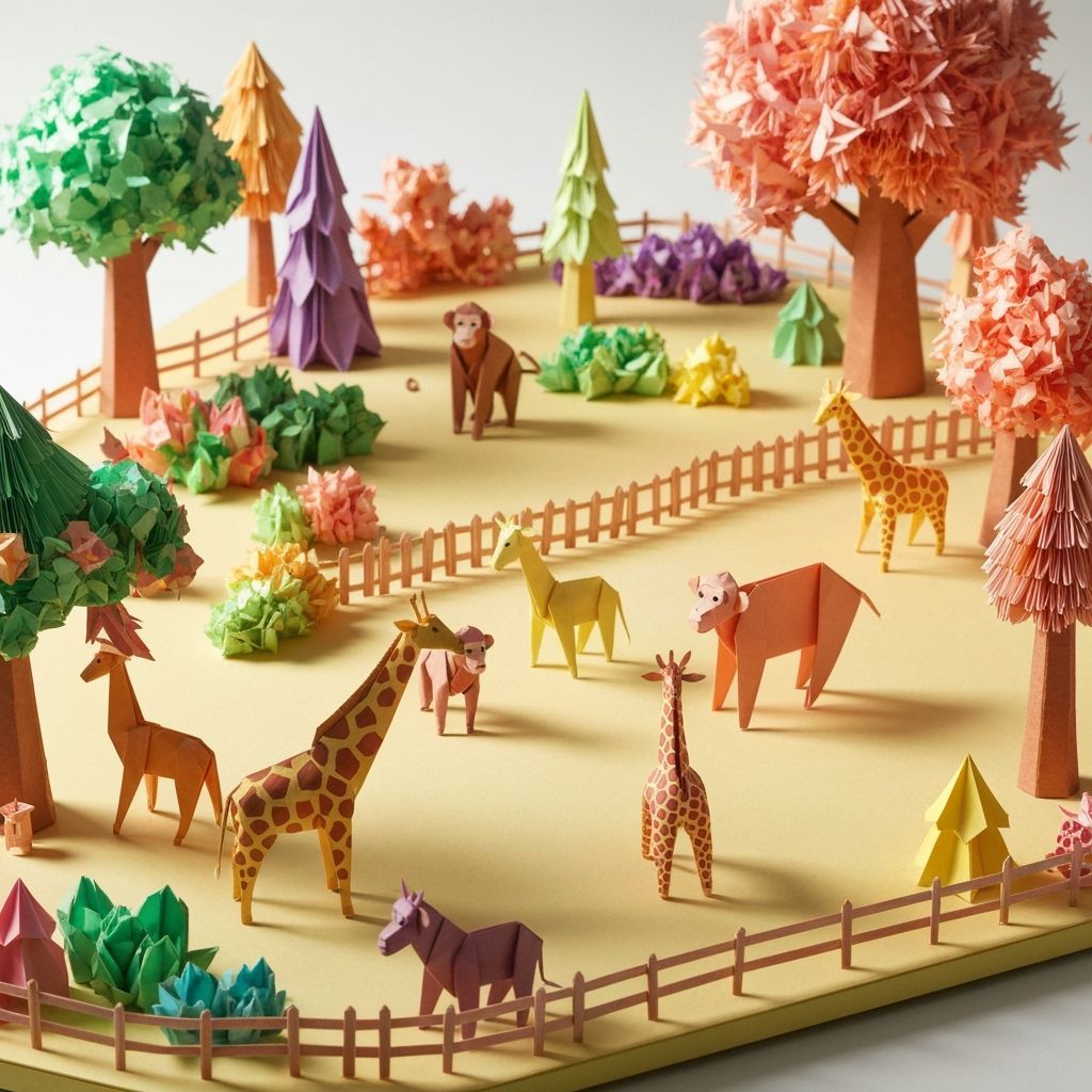Origami Animals in a Whimsical Paper Zoo