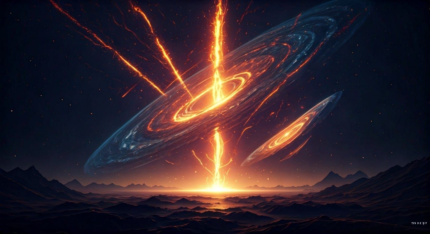 Celestial War: A Dramatic Fantasy Landscape in 8k