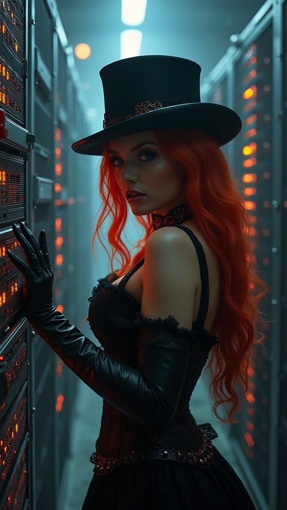 Cyberpunk Goddess of the Data Fortress