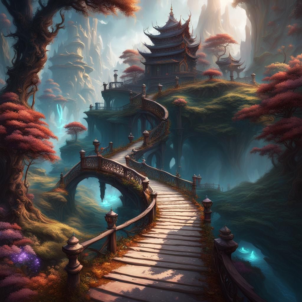Fantastical Path to Heaven: Detailed Matte Painting