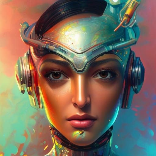 Cybernetic Atlantean Cyborg in Cyberpunk Egyptian Armor