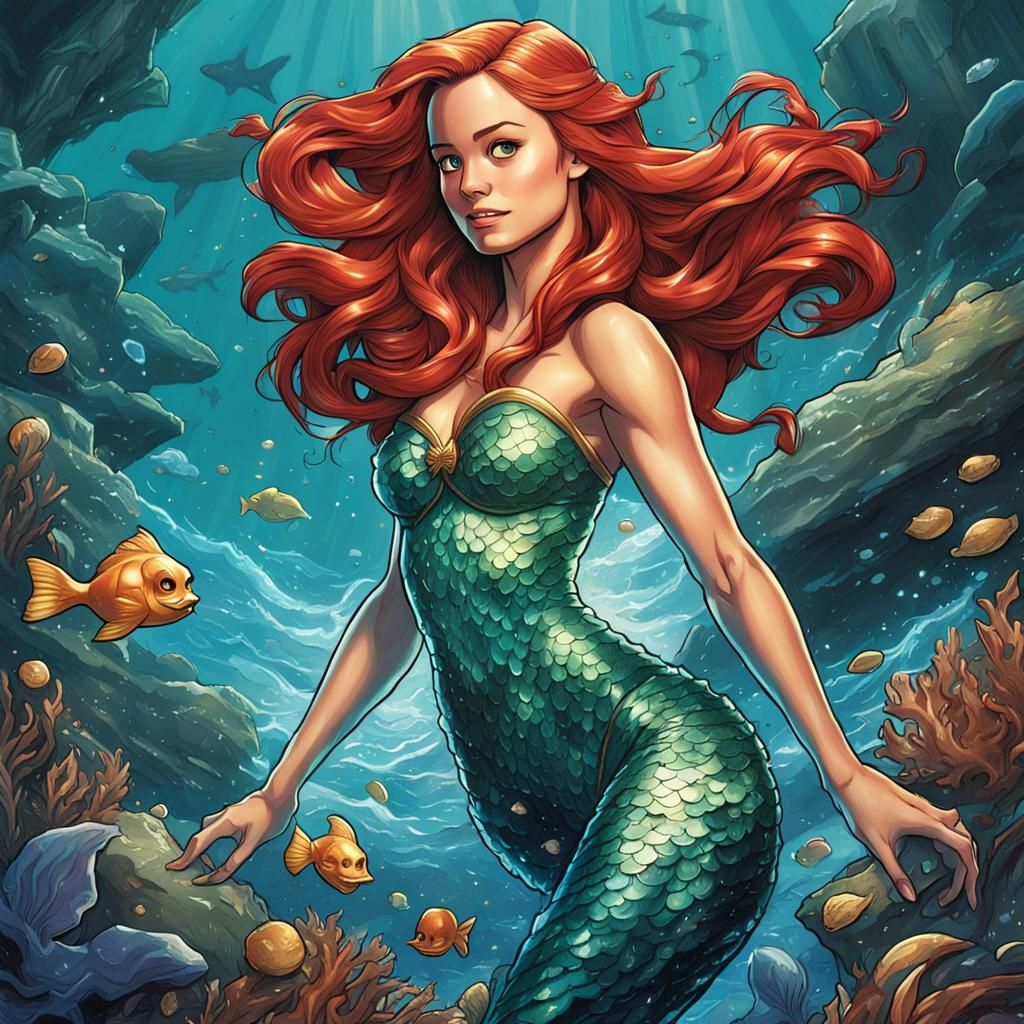 Brie Larson as Ariel in Comic Book Art