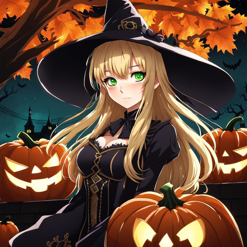Halloween Costume Girl in Anime Art Style
