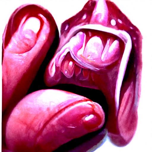Surreal Squishy Mouth Fingers in Oil Paint