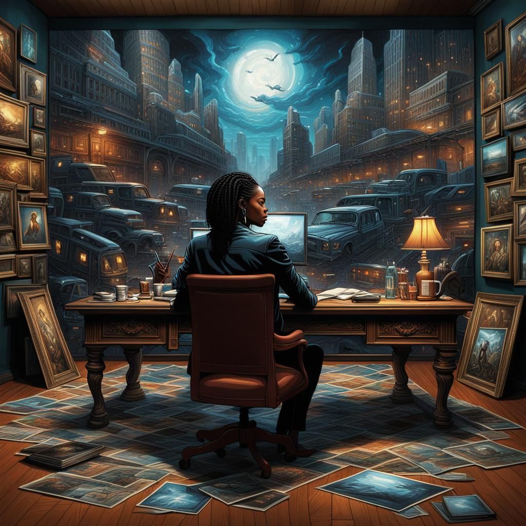 Infinite Repetition: Thoughtful Woman in Comic Book Art