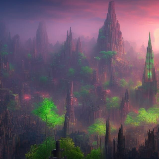 Solarpunk City Inspired by Ancient Egyptian Temples