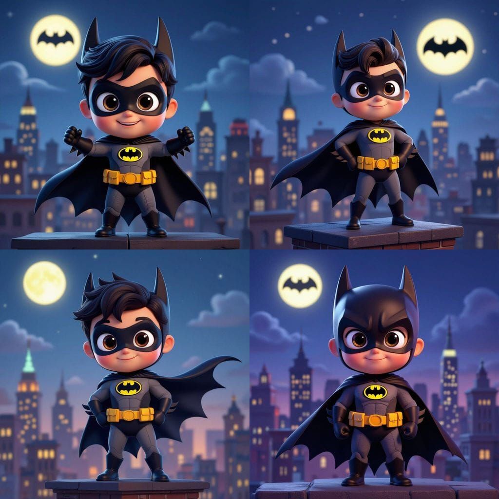 Cute Boy Batman Character in Disney Style