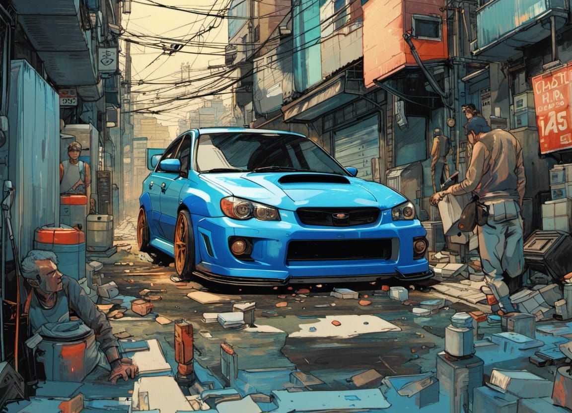 Blue Subaru WRX STi