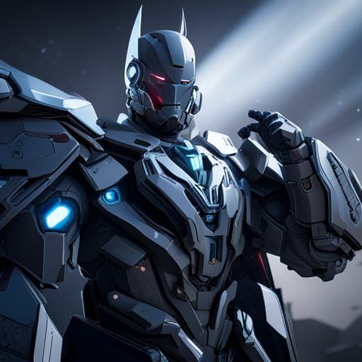 Batman in High-Tech Mecha Suit: Sci-Fi Art