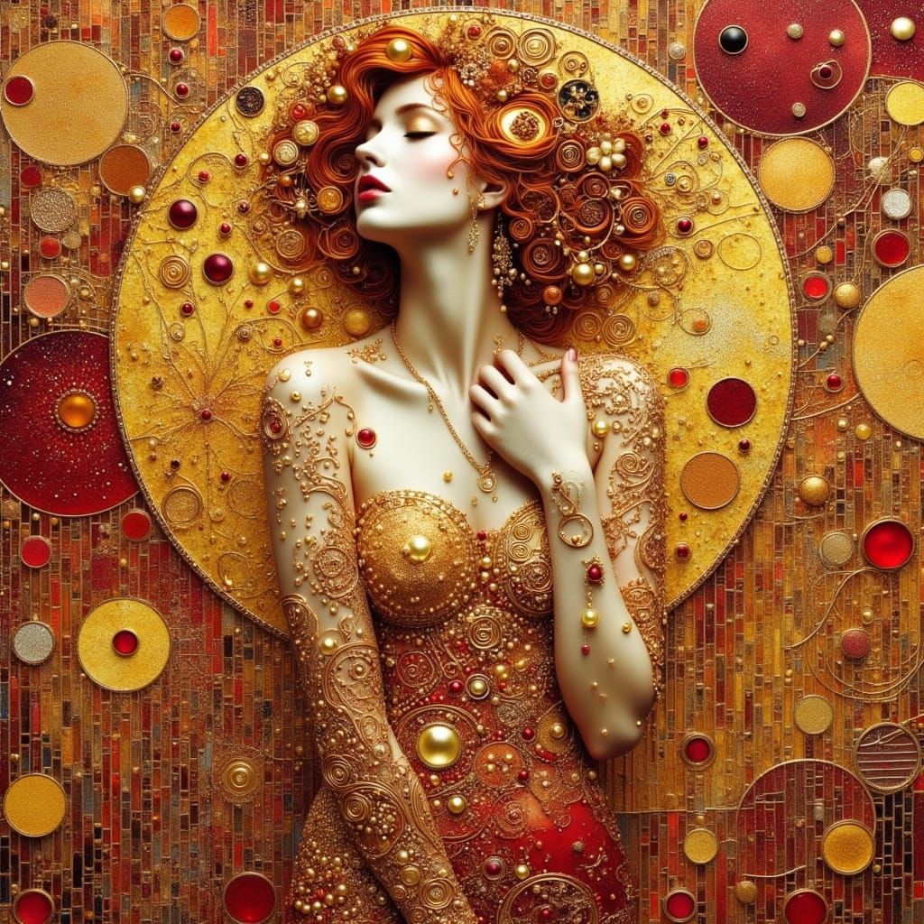 Goddess of the Earth in Opulent Klimt Style