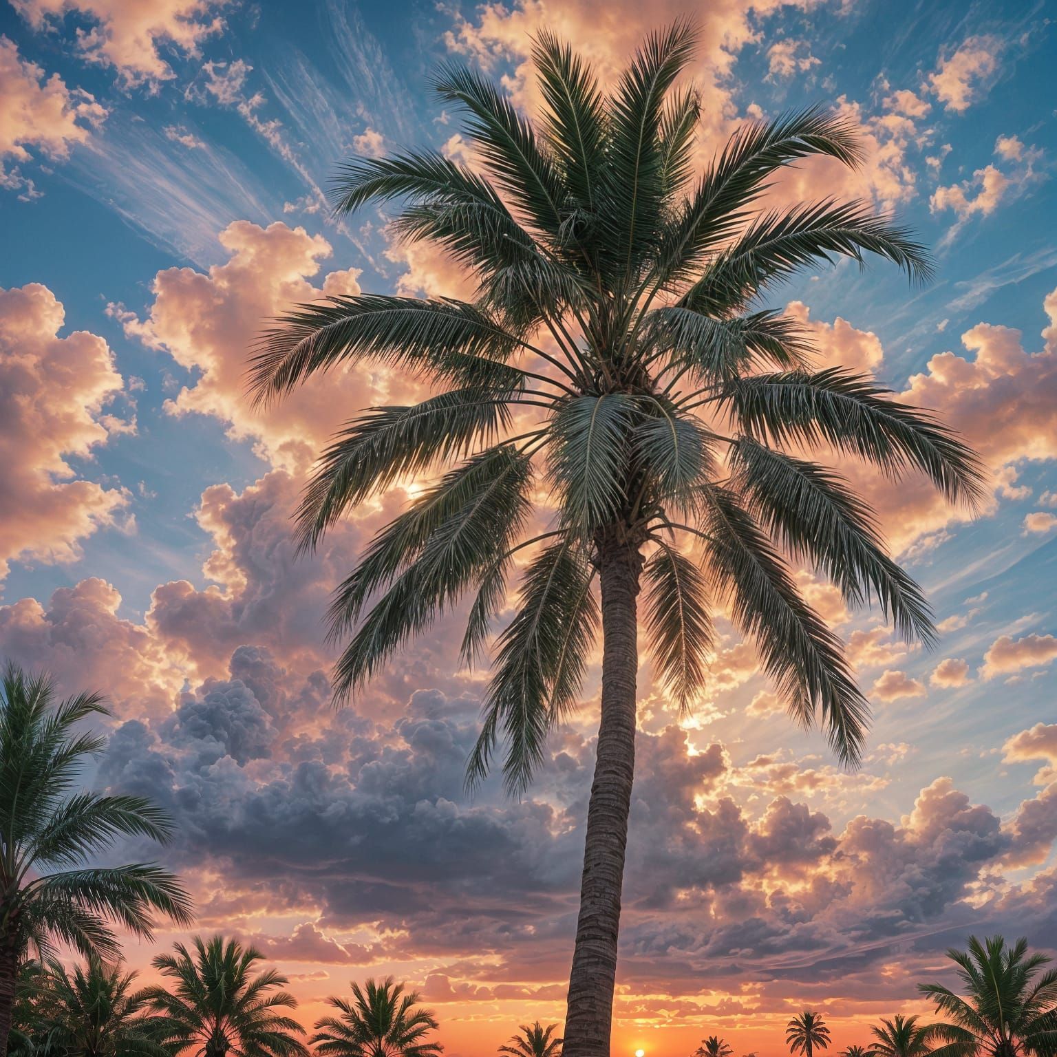 Majestic Palm Tree Silhouette at Sunset