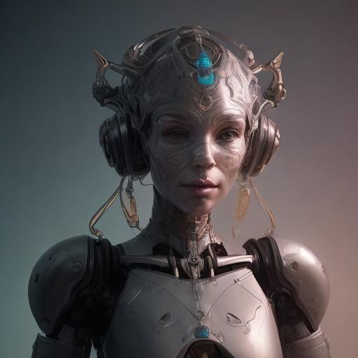 Robot Genie Portrait in Detailed Digital Art Style