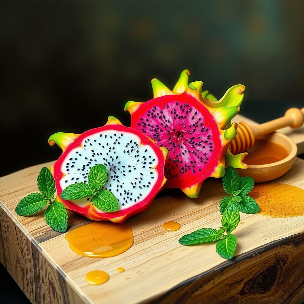 Dragon Fruit Still Life in Pop Art Style