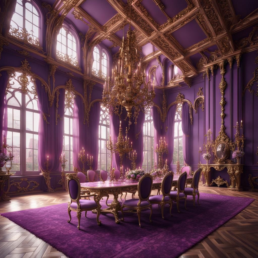 Rococo Gothic Dining Room with Gold Accents