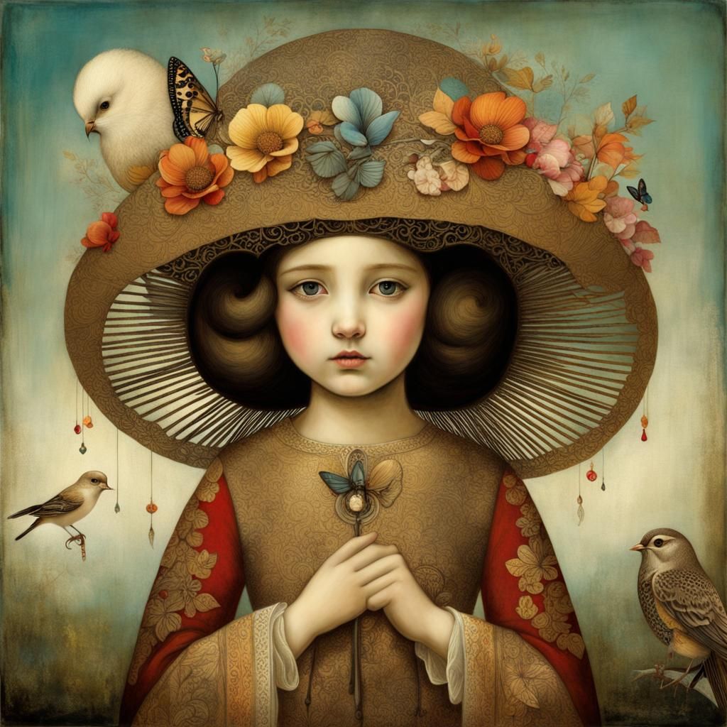 Warm Sibling Love in Golden Age Illustration Style