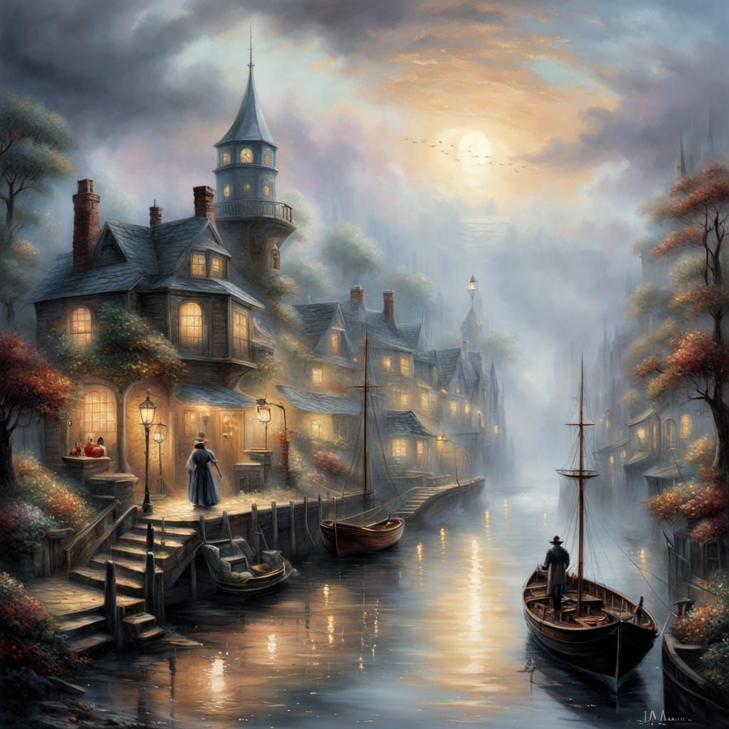 Futuristic Kitchen with Floating Items and Starry Glow