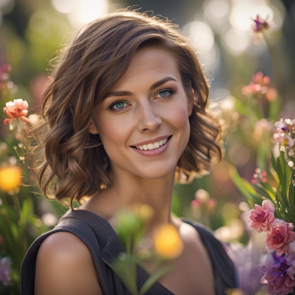 Italian Girl in Emoji Garden: Professional Photo