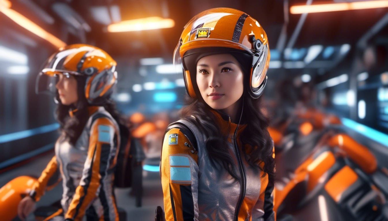 Female Race Car Driver with Nuclear Fusion Engine