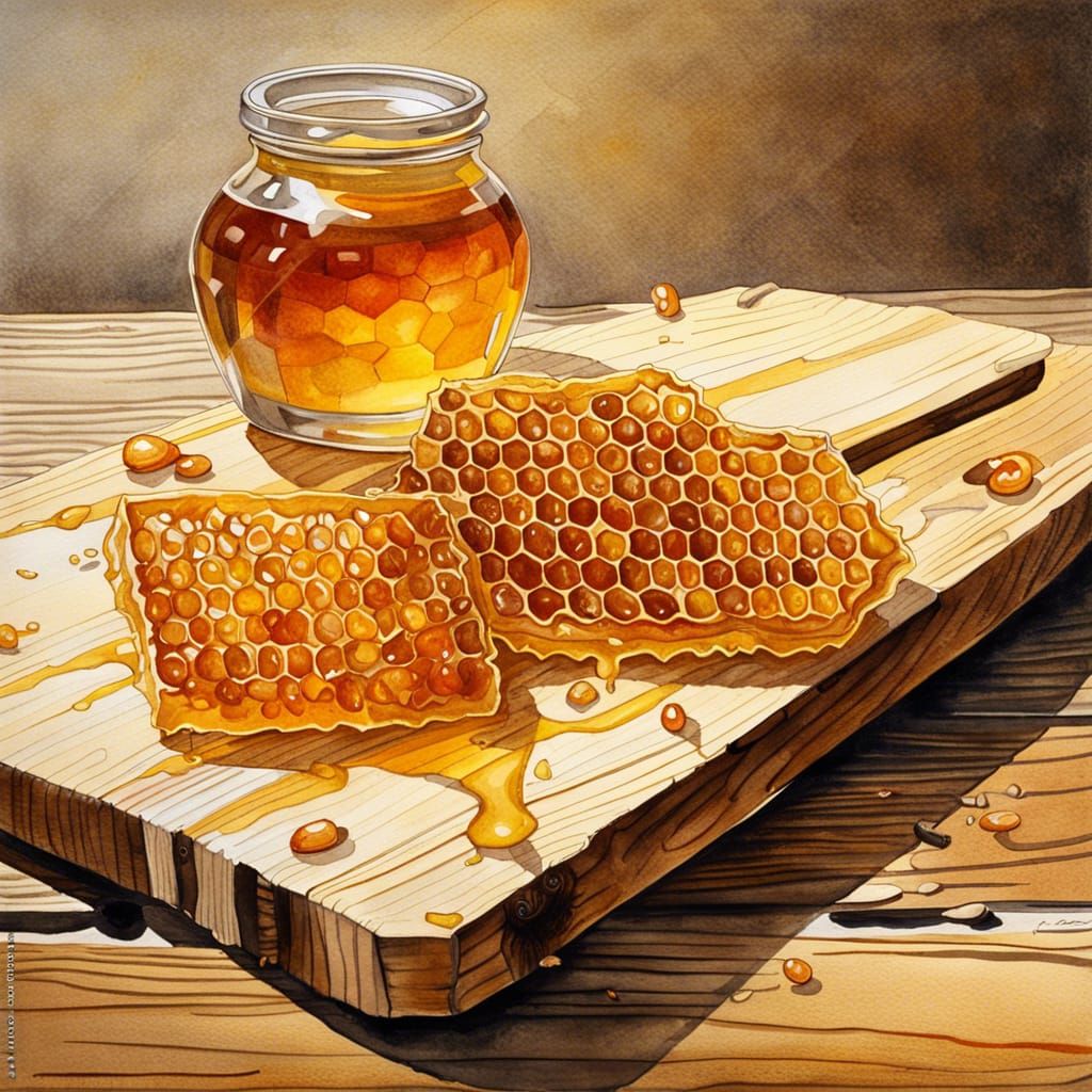 Wild Honey Still Life in Gouache Watercolor