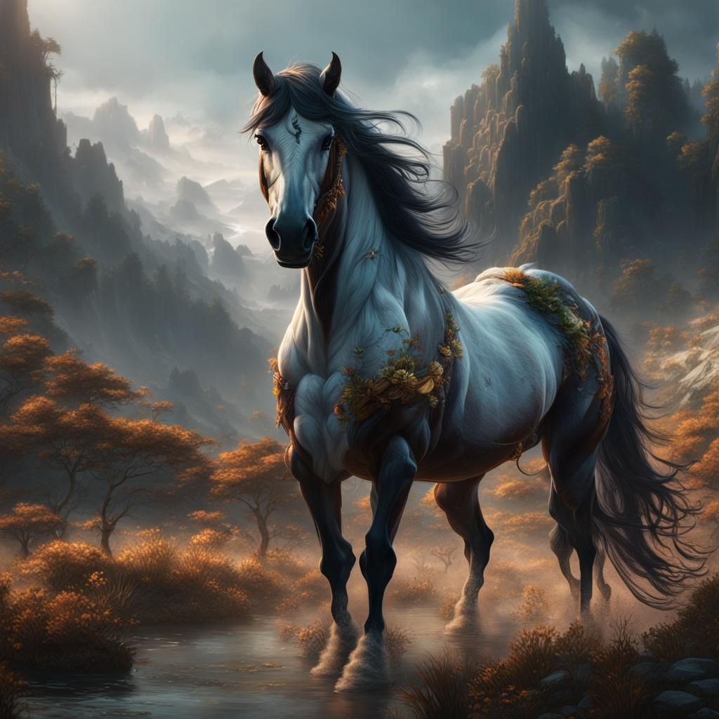 Fantastical Wild Horse in Detailed Matte Painting