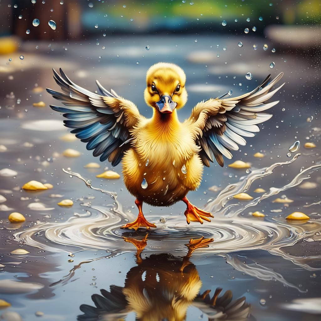 Dancing Duckling in Urban Graffiti Style