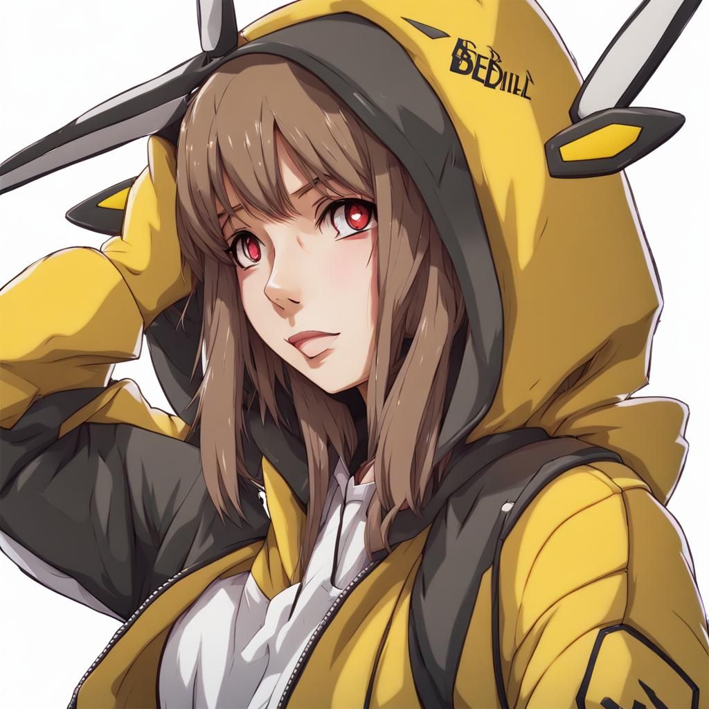Anime Girl in Beedrill Hoodie Digital Art