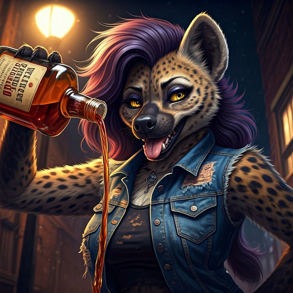 She-Hyena Pours Bourbon In Dramatic Streetlight Closeup