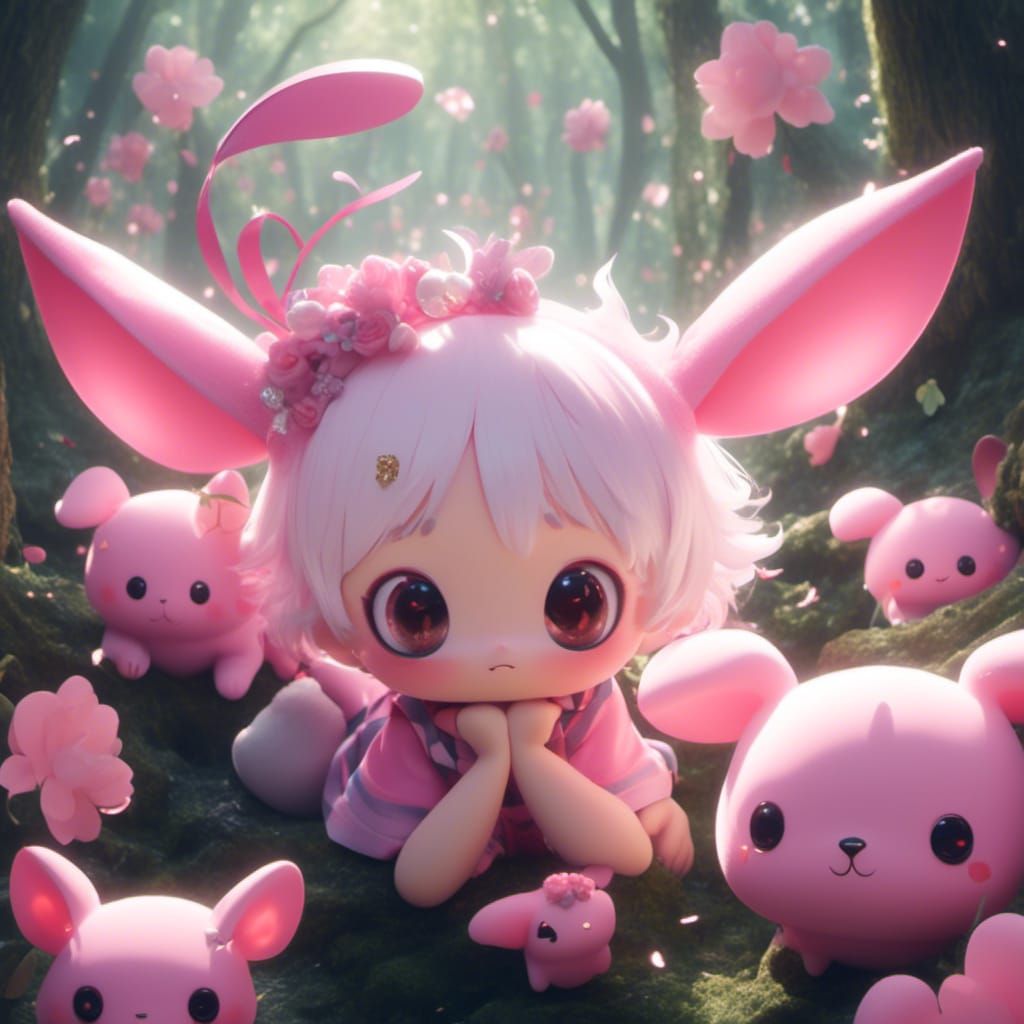 Pink Animal in Magical Anime Forest