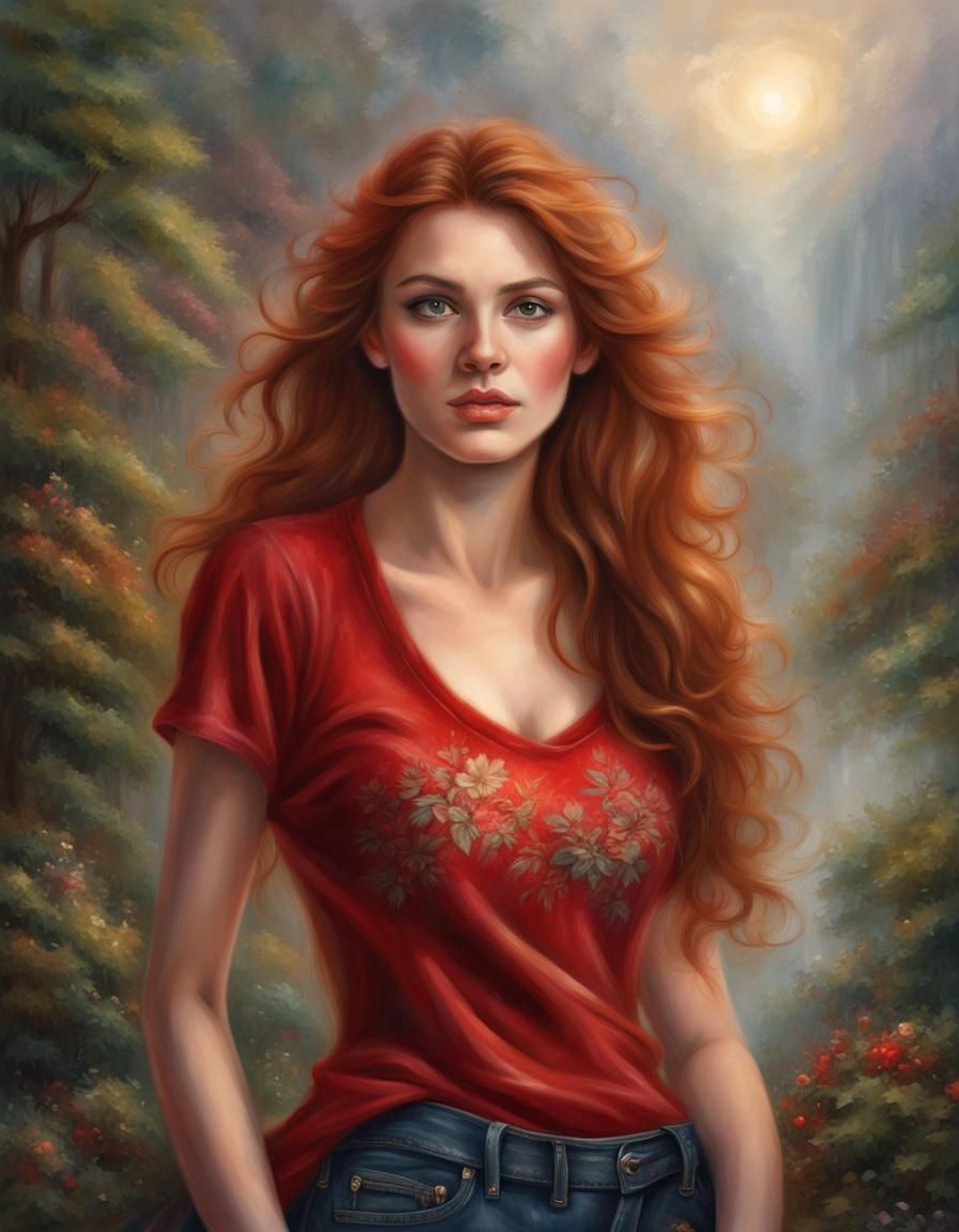 Auburn-Haired Woman in Ethereal Fantasy Portrait