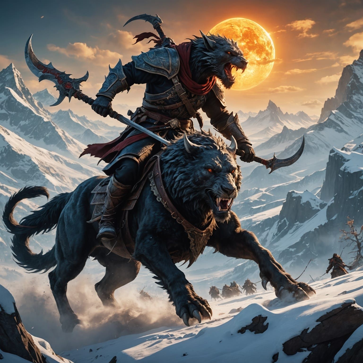 Assassin Battles Winter Beast on Sun Mount