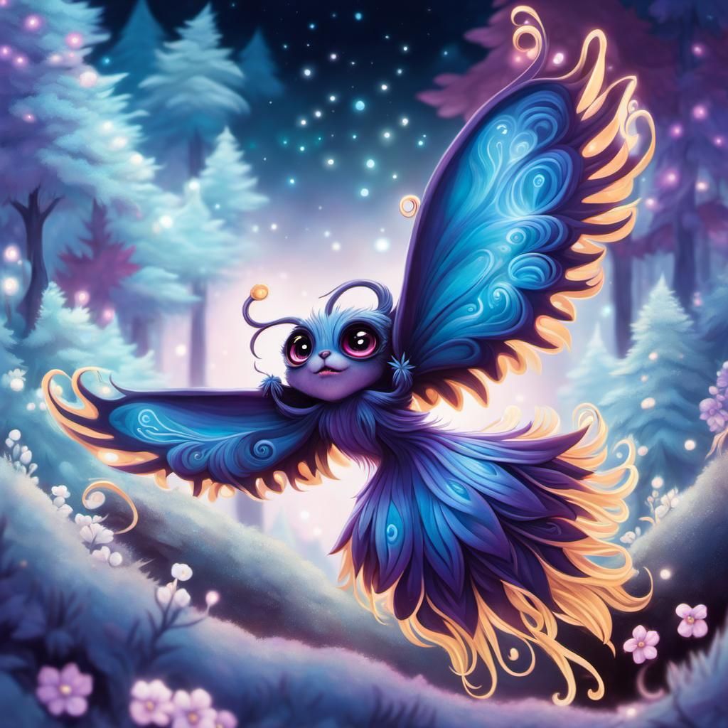 Bioluminescent Forest Creature in Neo-Impressionist Style