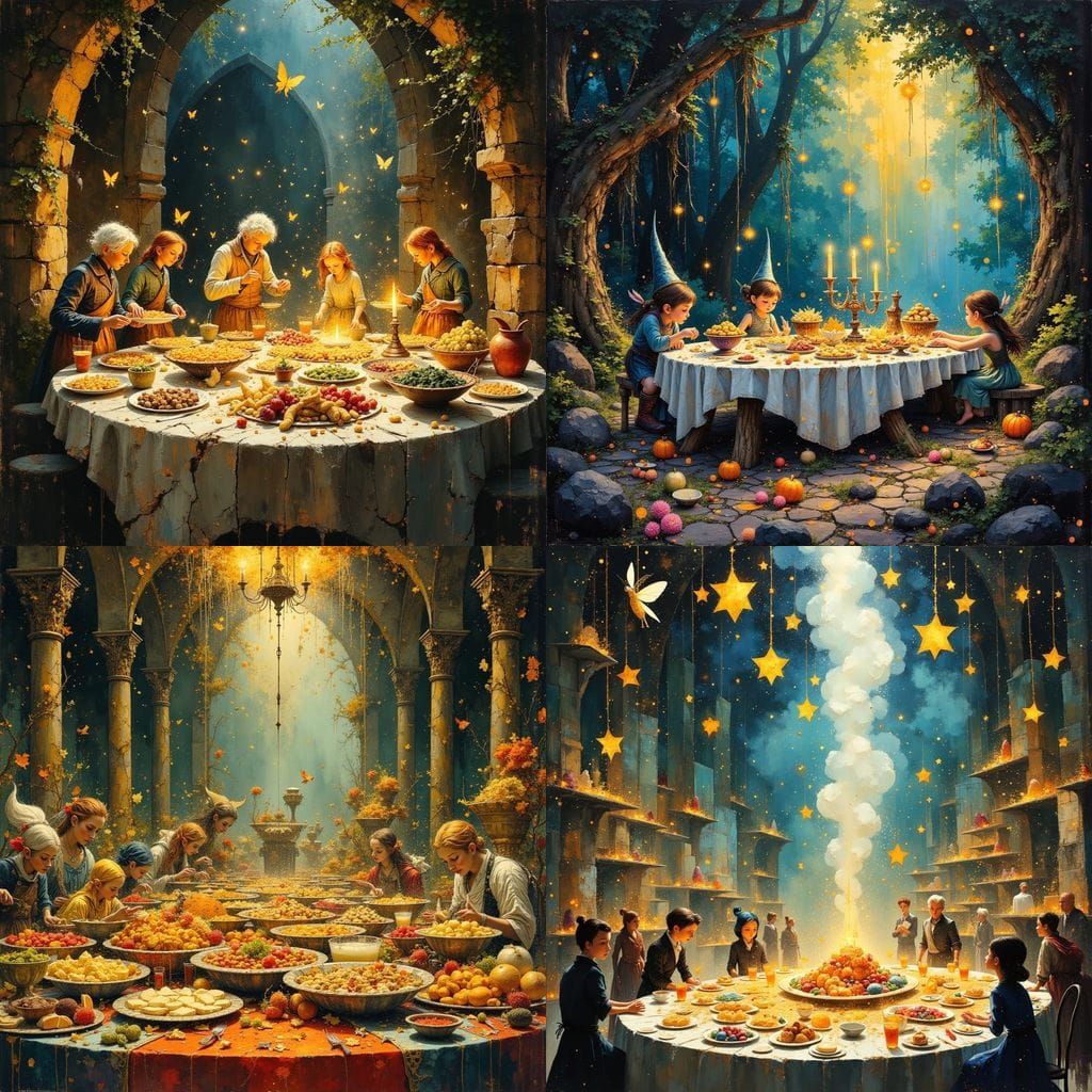 Enchanted Banquet Prepared by Fairies and Elves