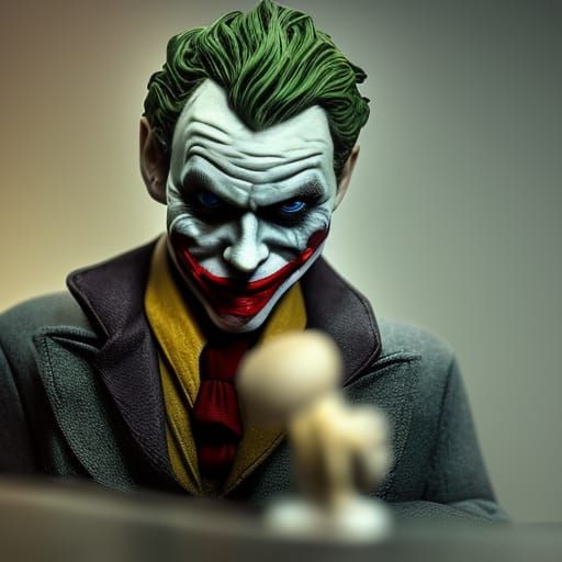 Sad Joker Figurine in Clean, Matte Style
