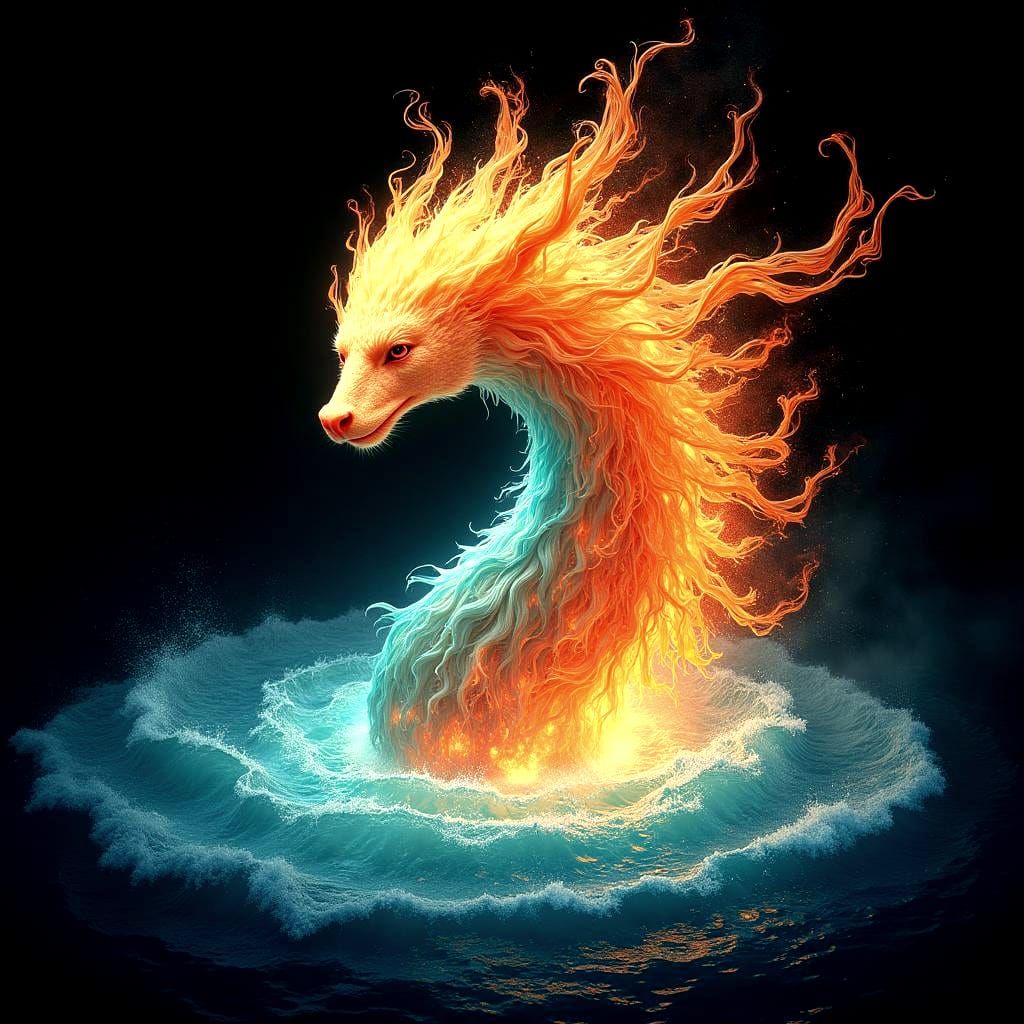 Fire Dragon Emerges: Holographic Astral Illustration