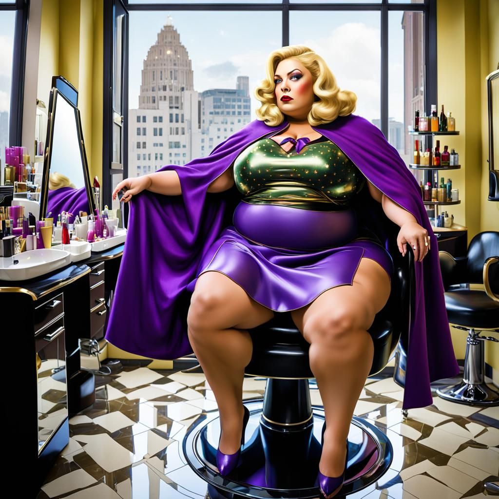 Supergoddess in Martian City Art Deco Salon