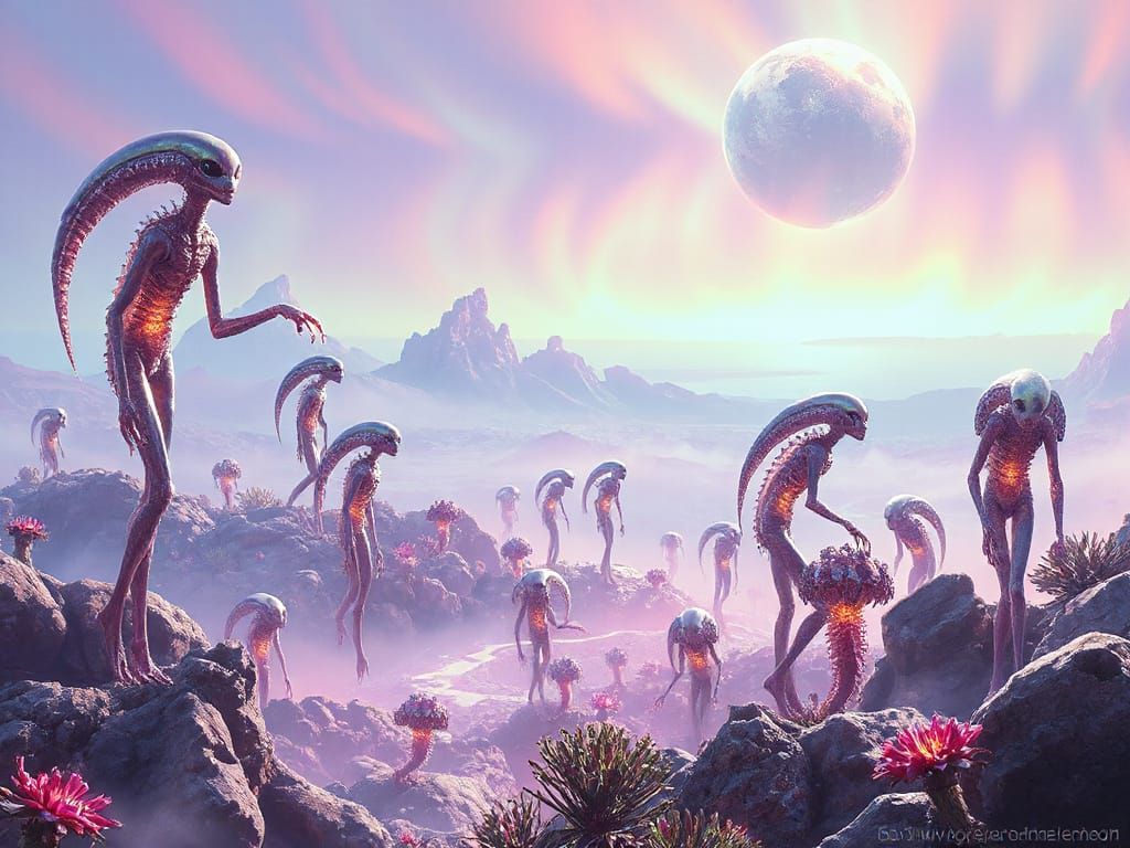 Bizarre Alien World in Iridescent Hues