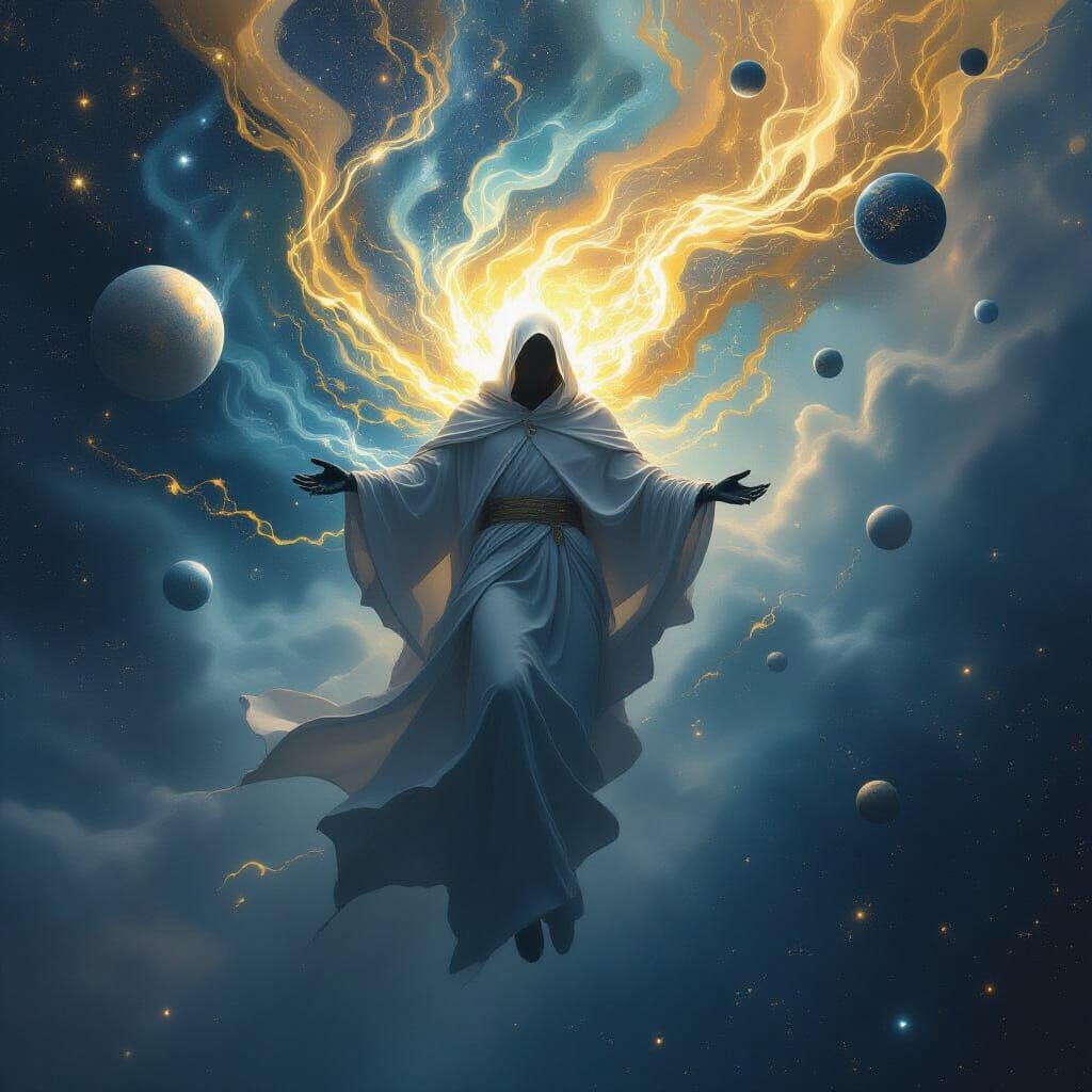 Astral Figure Enveloped in Cosmic Energy